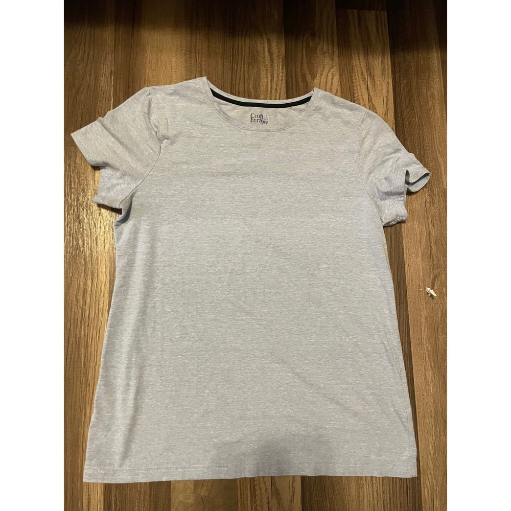 Croft & Barrow The Classic Tee Light Blue Heathered Short Sleeve Crew Neck Top M